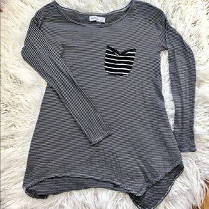 Abercrombie B&W Striped Long Sleeve Shirt